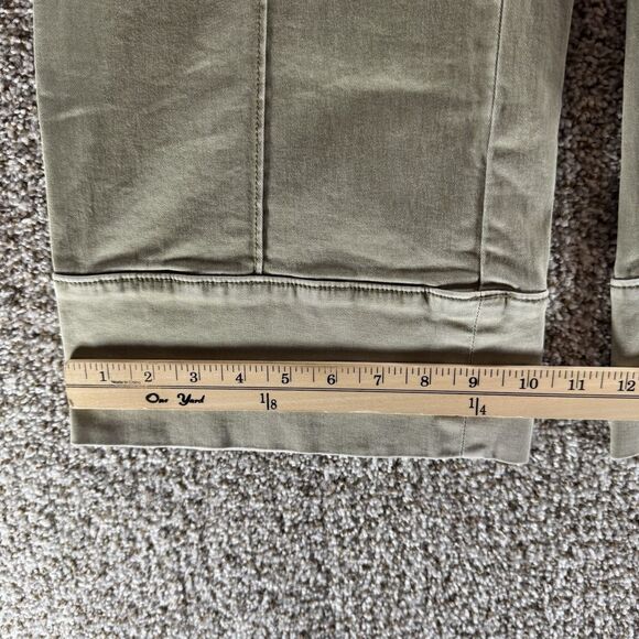 Anthropologie Chino Pants Women Size 0 Green Military Style Wide Leg Cotton Prep - Picture 5 of 11